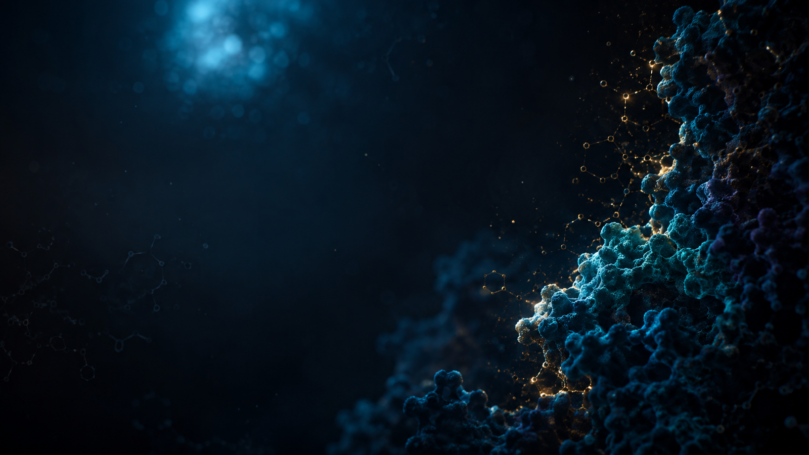 Molecular structures and protein surfaces emerging from darkness